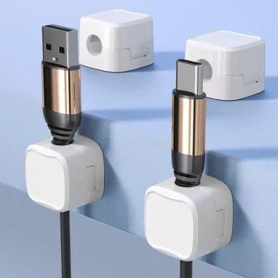 Range cables - MagneticCableOrganizer™ - Blanc - Coin travail